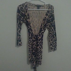 Animal print wrap cardigan